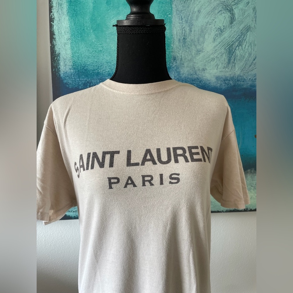 “Saint Laurent” Neutral Beige fashion T-shirt